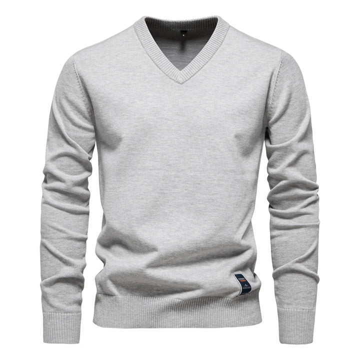 Olivier - Effen Katoenen V-hals Pullover