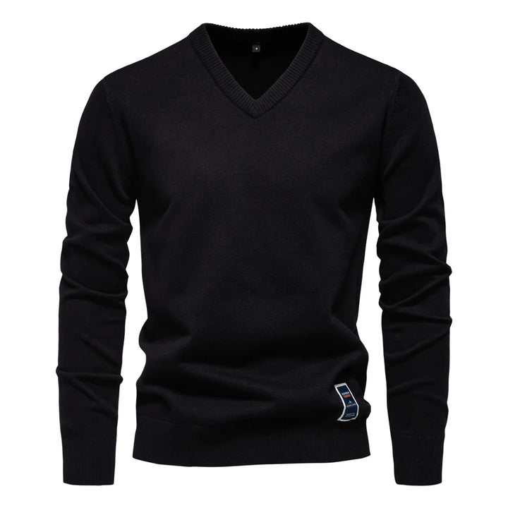 Olivier - Effen Katoenen V-hals Pullover